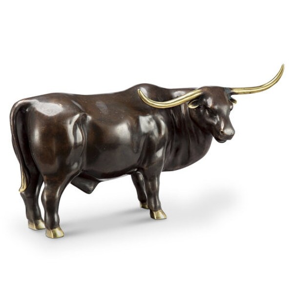 El Toro Grande Bull Sculpture Brass Side View Quality Art Awards